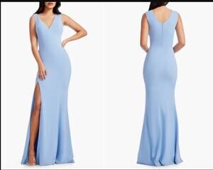 Dress the Population Size XXL Blue Maxi Long Dress formal Sleeveless Slit